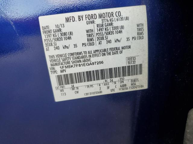 Photo 14 from auction – 2014 FORD EXPLORER L with VIN 1FM5K7F81EGA97256
