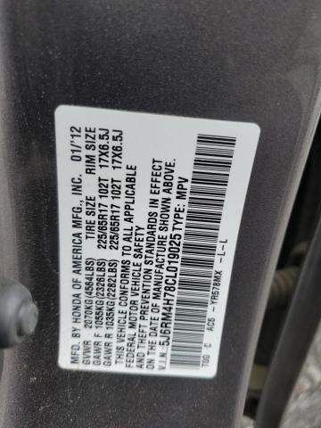 Photo 14 from auction – 2012 HONDA CR-V EXL with VIN 5J6RM4H78CL019025