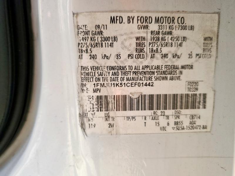 Photo 14 from auction – 2012 FORD EXPEDITION with VIN 1FMJU1K51CEF01442