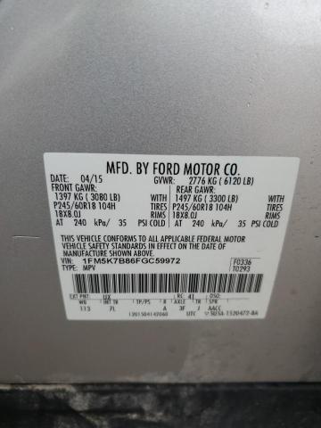 Photo 14 from auction – 2015 FORD EXPLORER with VIN 1FM5K7B86FGC59972