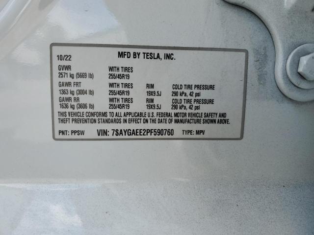 Photo 14 from auction – 2023 TESLA MODEL Y with VIN 7SAYGAEE2PF590760