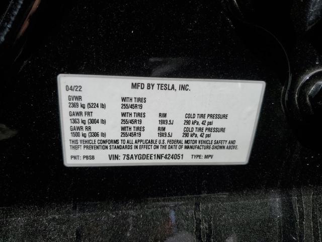 Photo 14 from auction – 2022 TESLA MODEL Y with VIN 7SAYGDEE1NF424051