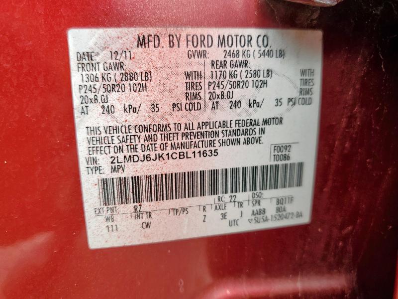 Photo 14 from auction – 2012 LINCOLN MKX with VIN 2LMDJ6JK1CBL11635