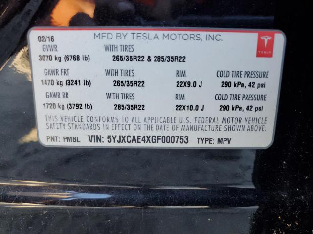 Photo 14 from auction – 2016 TESLA MODEL X with VIN 5YJXCAE4XGF000753