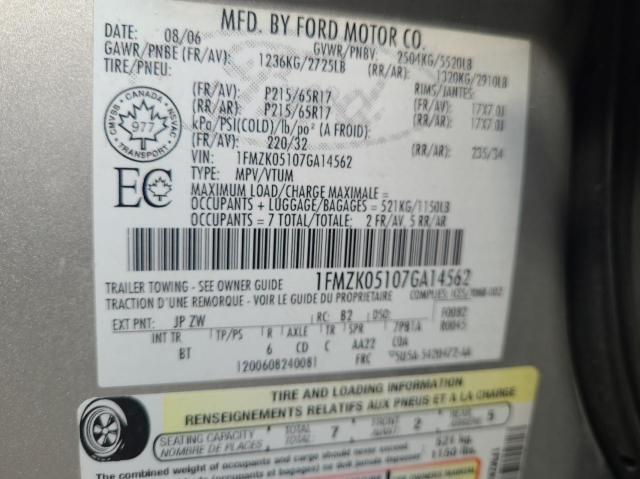 Photo 10 from auction – 2007 FORD FREESTYLE with VIN 1FMZK05107GA14562