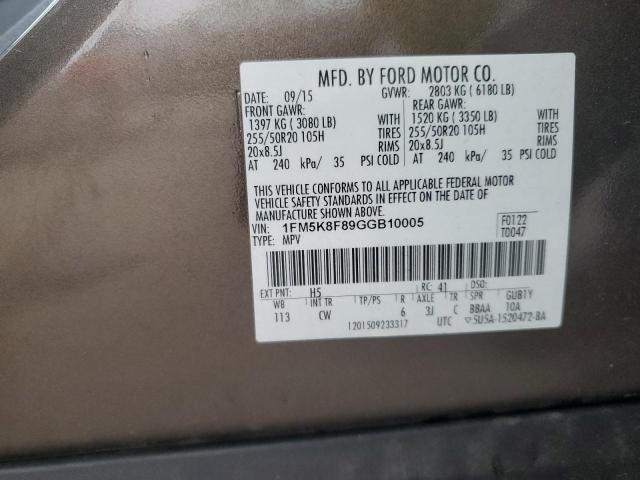 Zdjęcie 14 z aukcji – 2016 FORD EXPLORER LIMITED z VIN 1FM5K8F89GGB10005