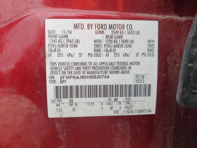 Photo 14 from auction – 2017 FORD EDGE SEL with VIN 2FMPK4J80HBB20794