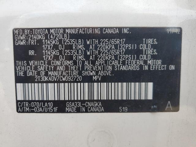 Photo 14 from auction – 2012 TOYOTA RAV4 LIMIT with VIN 2T3DK4DV7CW092720