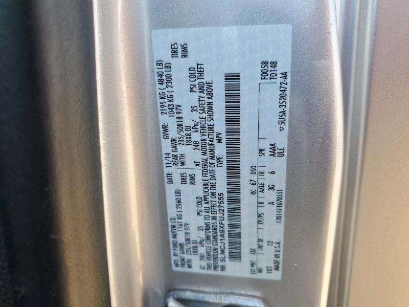 Photo 14 from auction – 2015 LINCOLN MKC with VIN 5LMCJ1A9XFUJ27555