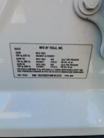 Photo 14 from auction – 2022 TESLA MODEL Y with VIN 7SAYGDEF4NF451575