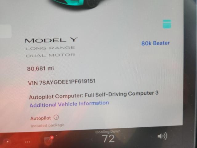 Photo 9 from auction – 2023 TESLA MODEL Y with VIN 7SAYGDEE1PF619151