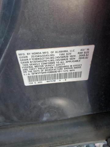 Photo 14 from auction – 2016 HONDA PILOT TOUR with VIN 5FNYF5H91GB036101