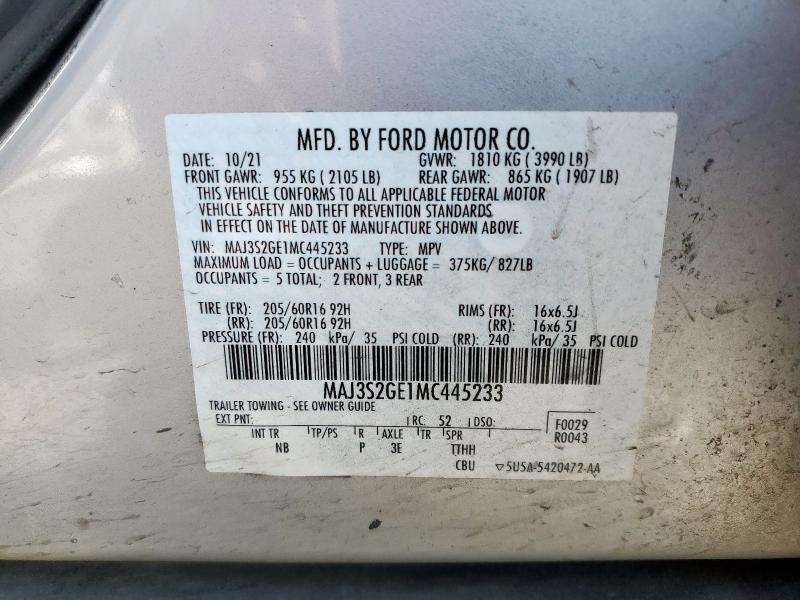 Photo 14 from auction – 2021 FORD ECOSPORT S with VIN MAJ3S2GE1MC445233