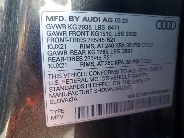Photo 14 from auction – 2023 AUDI Q8 PREMIUM with VIN WA1EVBF14PD023507
