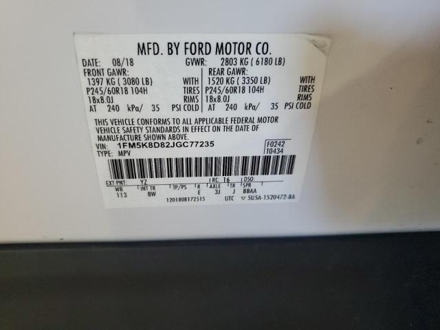Photo 14 from auction – 2018 FORD EXPLORER X with VIN 1FM5K8D82JGC77235