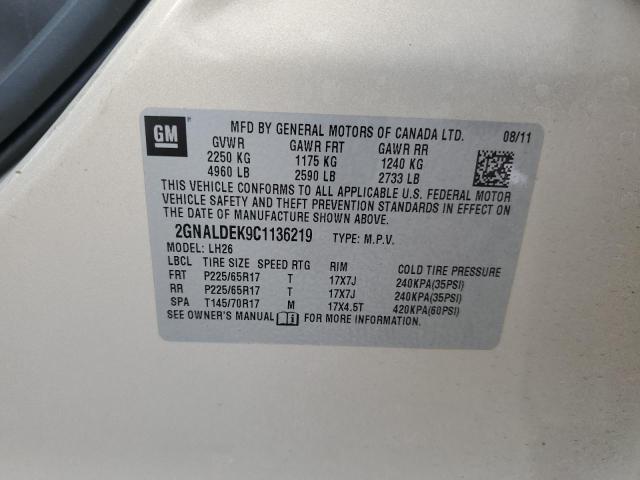 Photo 14 from auction – 2012 CHEVROLET EQUINOX LT with VIN 2GNALDEK9C1136219