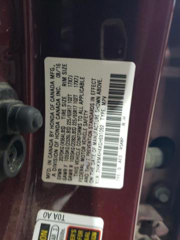Photo 14 from auction – 2016 HONDA CR-V SE with VIN 2HKRM4H4XGH691092