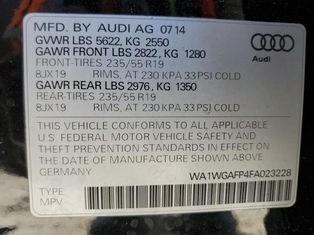 Photo 14 from auction – 2015 AUDI Q5 PRESTIG with VIN WA1WGAFP4FA023228