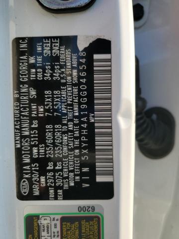 Photo 14 from auction – 2016 KIA SORENTO EX with VIN 5XYPH4A19GG046548