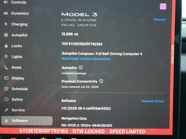 Photo 9 from auction – 2024 TESLA MODEL 3 with VIN 5YJ3E1EB0RF792163