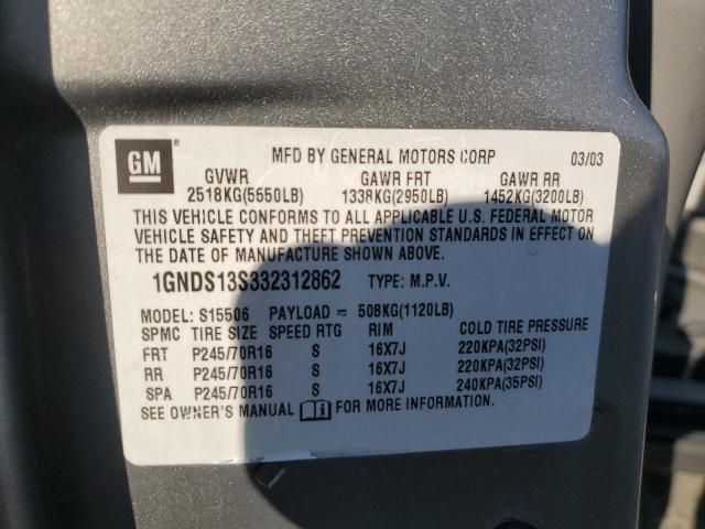 Photo 14 from auction – 2003 CHEVROLET TRAILBLAZER with VIN 1GNDS13S332312862