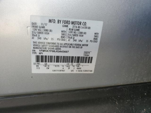 Photo 14 from auction – 2018 FORD EXPLORER L with VIN 1FM5K7F86JGA43607