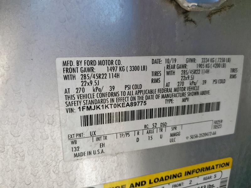 Photo 14 from auction – 2019 FORD EXPEDITION with VIN 1FMJK1KT0KEA89775