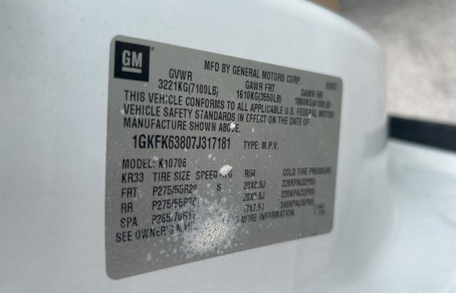Photo 10 from auction – 2007 GMC YUKON DENA with VIN 1GKFK63807J317181