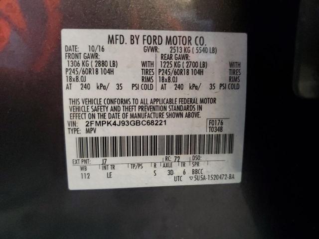 Photo 14 from auction – 2016 FORD EDGE SEL with VIN 2FMPK4J93GBC68221