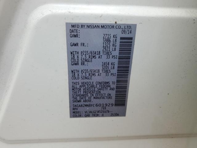Photo 14 from auction – 2015 NISSAN PATHFINDER with VIN 5N1AR2MN8FC601929