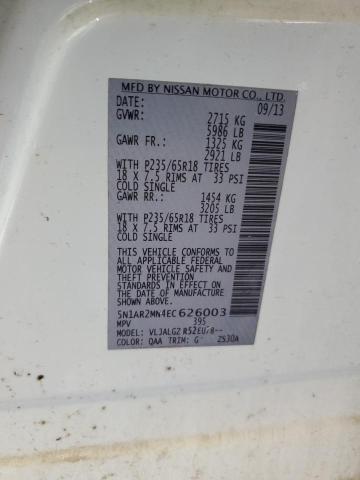 Photo 14 from auction – 2014 NISSAN PATHFINDER with VIN 5N1AR2MN4EC626003