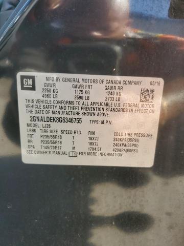 Photo 14 from auction – 2016 CHEVROLET EQUINOX LT with VIN 2GNALDEK8G6346755
