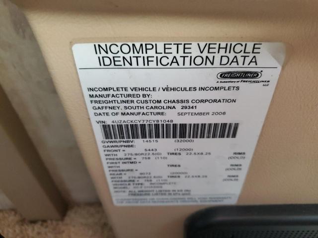 Photo 10 from auction – 2007 FREIGHTLINER CHASSIS X with VIN 4UZACKCY77CY81048