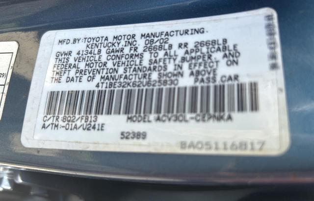 Photo 10 from auction – 2002 TOYOTA CAMRY LE with VIN 4T1BE32K62U625830