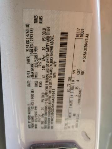Photo 14 from auction – 2019 FORD ESCAPE SE with VIN 1FMCU9GD8KUA07641