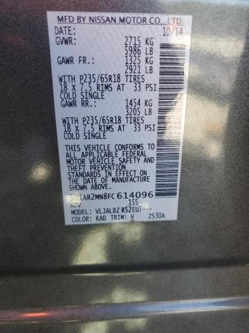 Photo 14 from auction – 2015 NISSAN PATHFINDER with VIN 5N1AR2MN8FC614096
