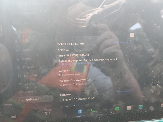 Photo 9 from auction – 2024 TESLA MODEL S with VIN 5YJSA1E53RF545012