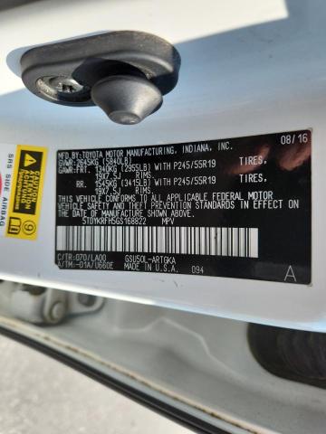 Photo 14 from auction – 2016 TOYOTA HIGHLANDER with VIN 5TDYKRFH5GS168822