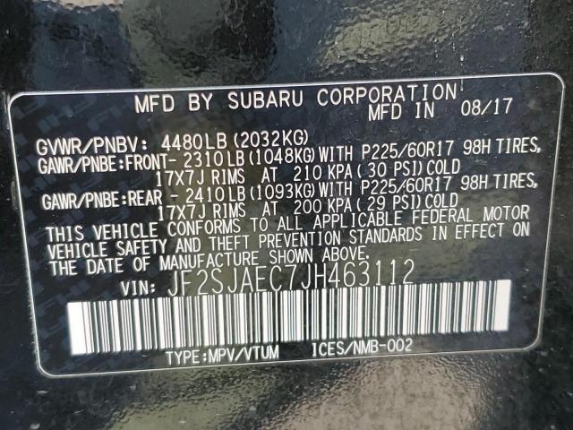 Photo 14 from auction – 2018 SUBARU FORESTER 2 with VIN JF2SJAEC7JH463112