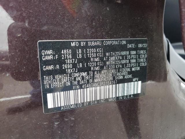 Photo 14 from auction – 2024 SUBARU OUTBACK LI with VIN 4S4BTANC3R3154167