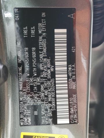 Photo 14 from auction – 2014 TOYOTA HIGHLANDER with VIN 5TDKKRFH0ES024405