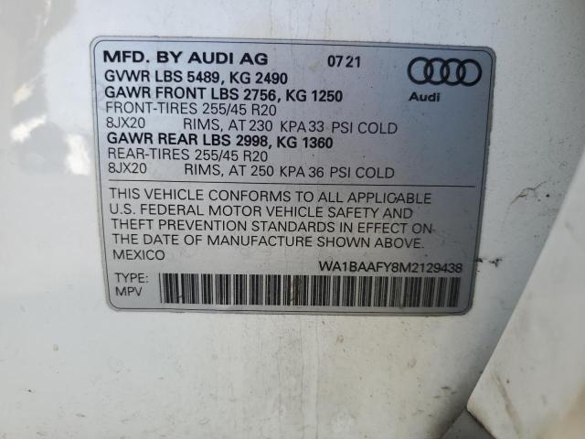 Photo 14 from auction – 2021 AUDI Q5 PREMIUM PLUS with VIN WA1BAAFY8M2129438