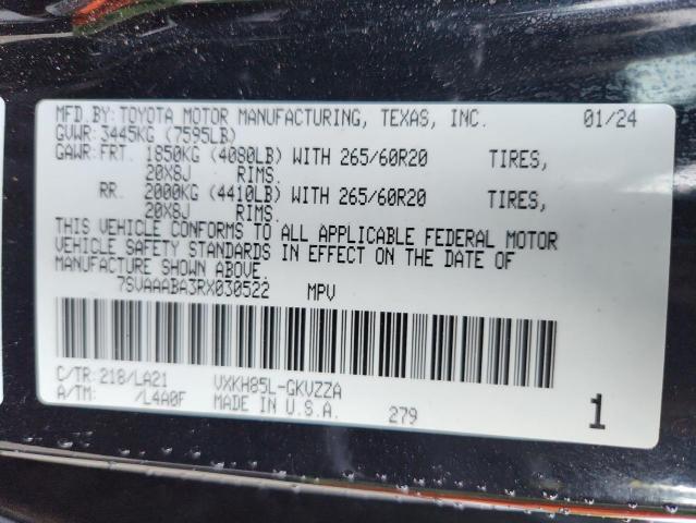 Photo 14 from auction – 2024 TOYOTA SEQUOIA SR with VIN 7SVAAABA3RX030522