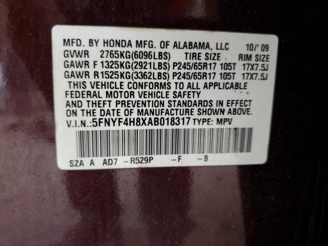 Photo 14 from auction – 2010 HONDA PILOT TOUR with VIN 5FNYF4H8XAB018317