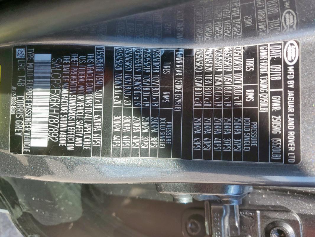 Photo 14 from auction – 2019 LAND ROVER DISCOVERY with VIN SALCR2FX6KH787892