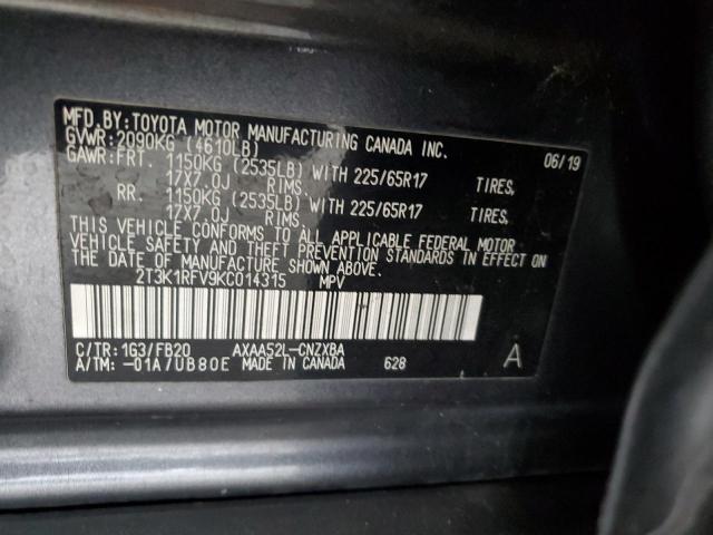 Photo 14 from auction – 2019 TOYOTA RAV4 LE with VIN 2T3K1RFV9KC014315