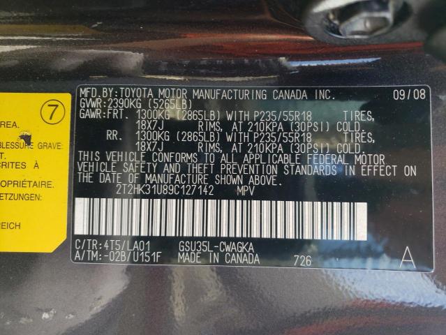 Photo 14 from auction – 2009 LEXUS RX 350 with VIN 2T2HK31U89C127142