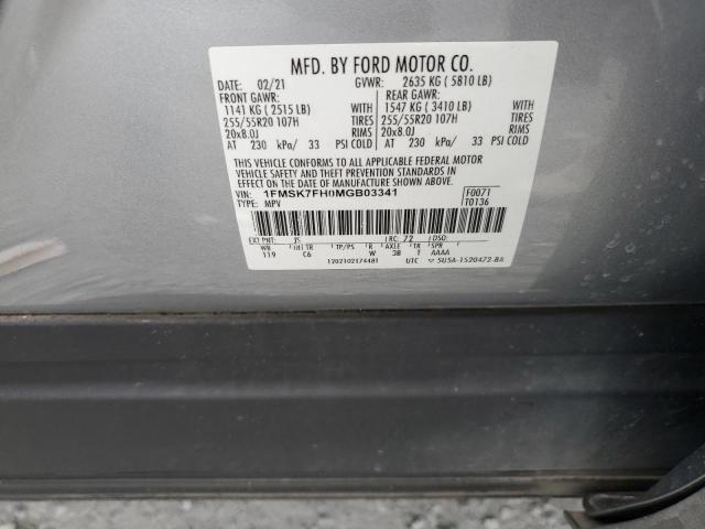 Photo 14 from auction – 2021 FORD EXPLORER L with VIN 1FMSK7FH0MGB03341