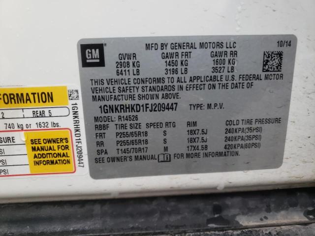 Photo 14 from auction – 2015 CHEVROLET TRAVERSE L with VIN 1GNKRHKD1FJ209447