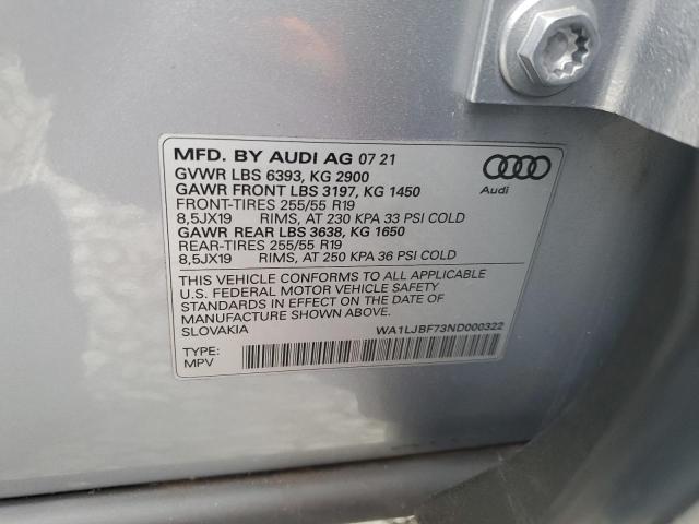 Photo 14 from auction – 2022 AUDI Q7 with VIN WA1LJBF73ND000322